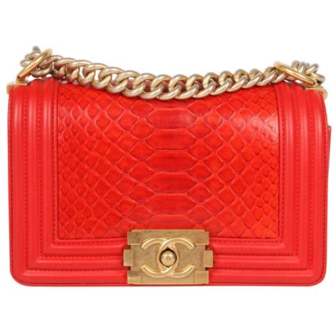 chanel python boy bag red|chanel le boy python bag.